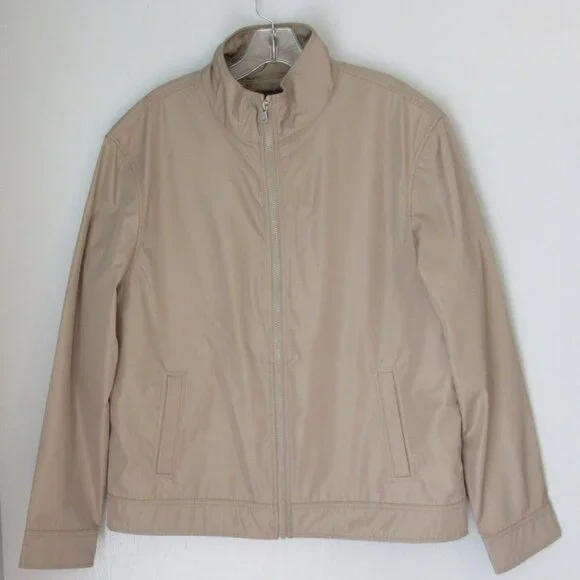 Michael Kors Tan Removable Vest Mock Neck Pockets Zip Long Sleeve Large Jacket - Picture 5 of 10